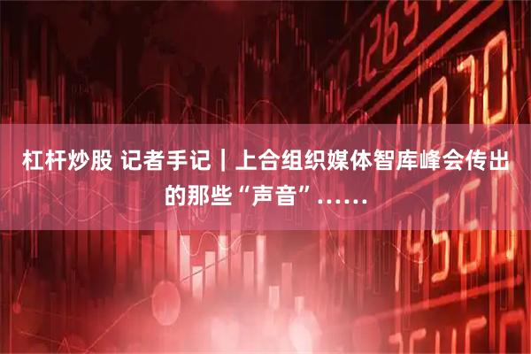杠杆炒股 记者手记｜上合组织媒体智库峰会传出的那些“声音”……